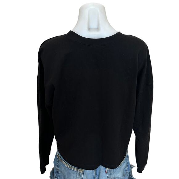 Yellowstone Dutton Ranch Black Cropped Sweatshirt LARGE Oversize Crew Fleece NEW - Picture 3 of 4